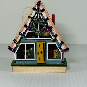 Mid Century Modern Camp House Laser Cut Wood Christmas Ornament World Market